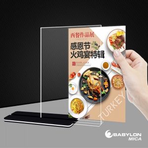 Menu Mica A4 Chữ T Để Bàn Giá Rẻ