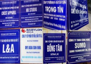 Làm biển công ty Mica tại Quận Long Biên